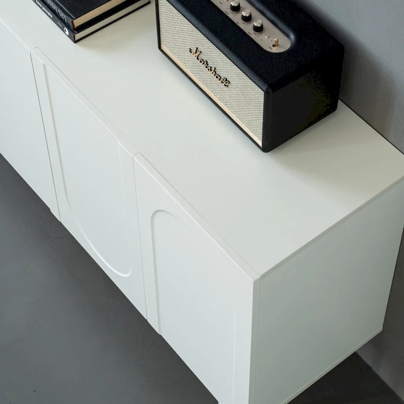 Mobile a 4 ante, mobile moderno d'accento, madia a buffet, mobile da ingresso con spazio di archiviazione per soggiorno, sala da pranzo