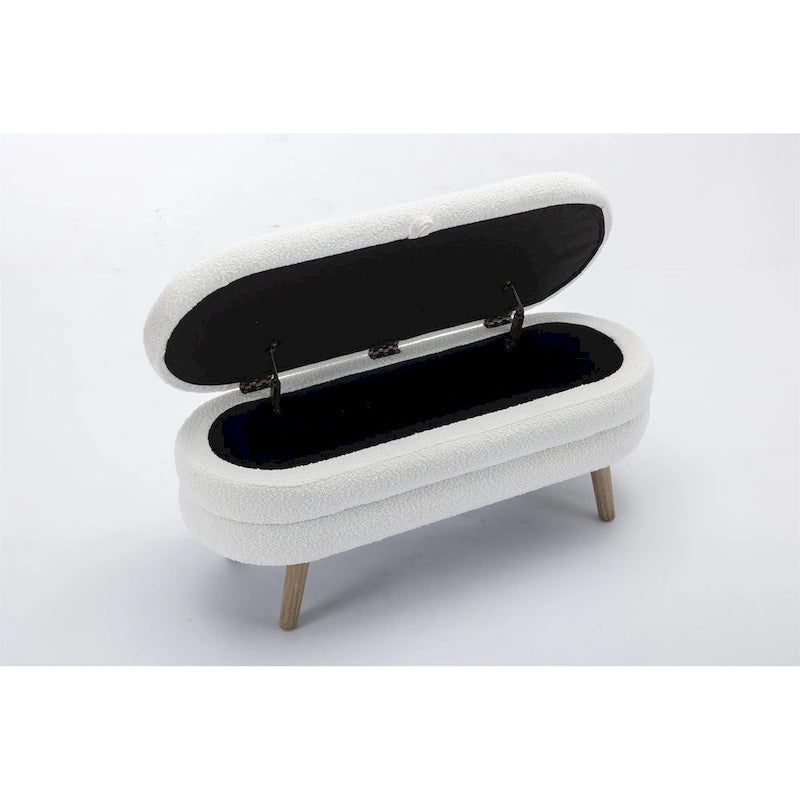 Panca contenitore in tessuto bouclé