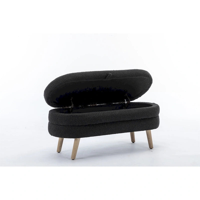 Panca contenitore in tessuto bouclé