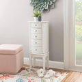 Scalloped Jewelry Armoire with Drawers - 35.5 - White