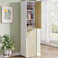 75.4 Inches Wood Storage Cabinet with 2 Doors and 6 Shelves
