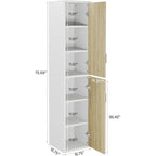 Mobiletto in Legno da 75,4 Pollici con 2 Ante e 6 Ripiani