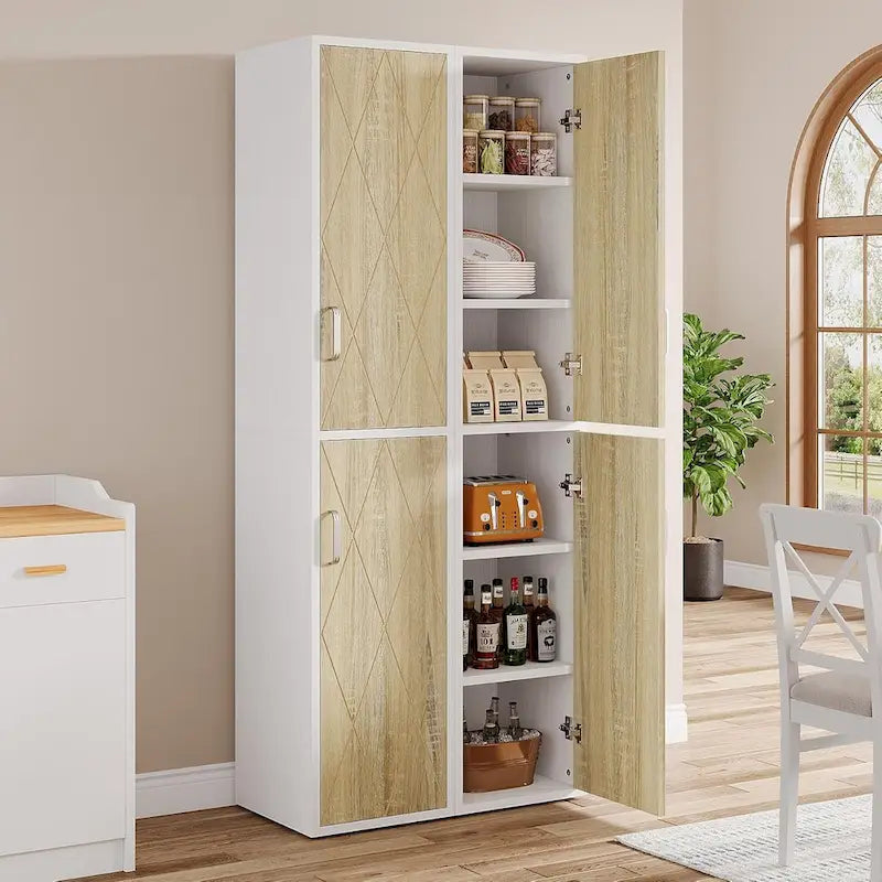 Mobiletto in Legno da 75,4 Pollici con 2 Ante e 6 Ripiani