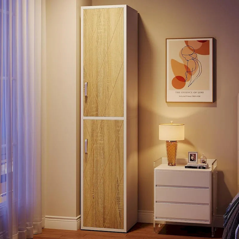 Mobiletto in Legno da 75,4 Pollici con 2 Ante e 6 Ripiani