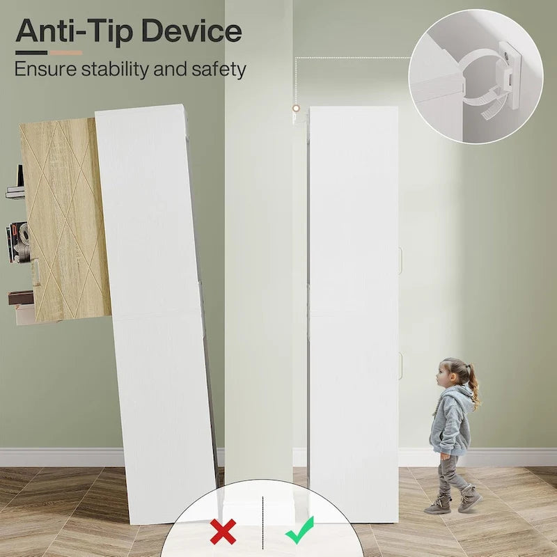 Mobiletto in Legno da 75,4 Pollici con 2 Ante e 6 Ripiani