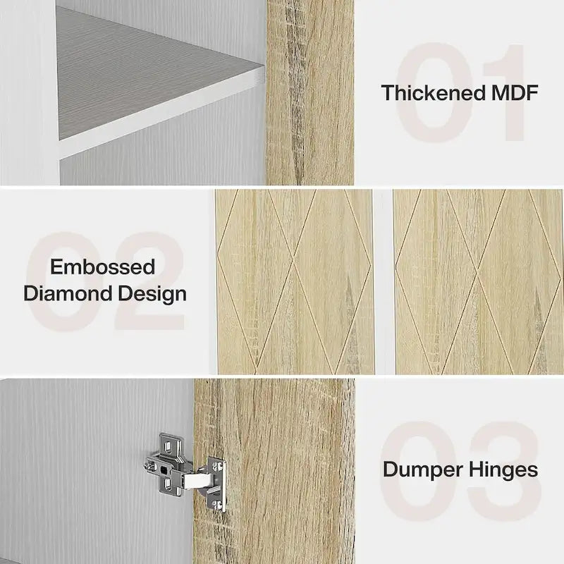 Mobiletto in Legno da 75,4 Pollici con 2 Ante e 6 Ripiani