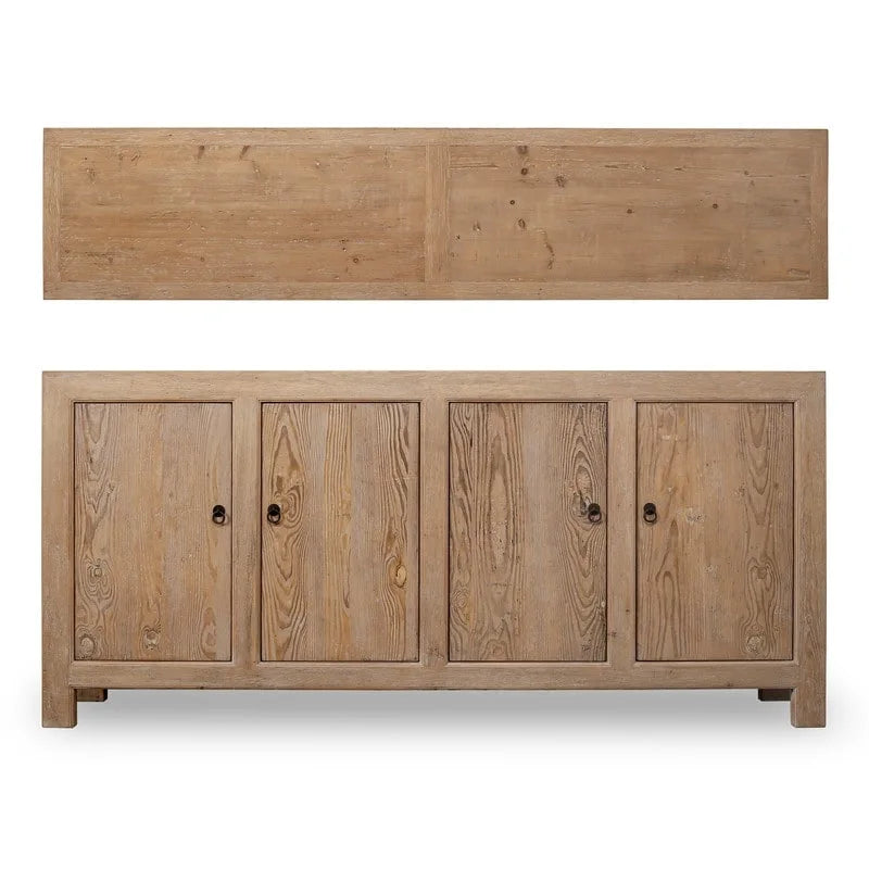 Capri Credenza con 4 Ante, Legno di Pino Weathered 86.6x18.9x39.8H