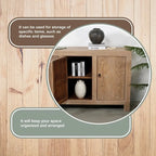 Capri Credenza con 4 Ante, Legno di Pino Weathered 86.6x18.9x39.8H