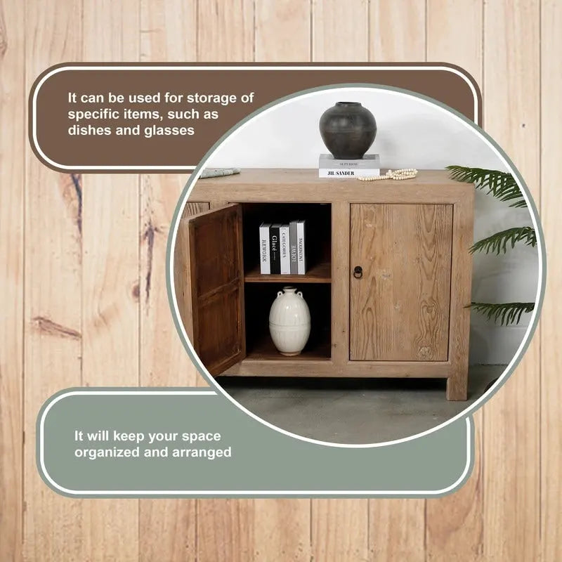 Capri Credenza con 4 Ante, Legno di Pino Weathered 86.6x18.9x39.8H