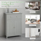 Mobiletto da bagno Gymax in legno, con cassetto e organizer