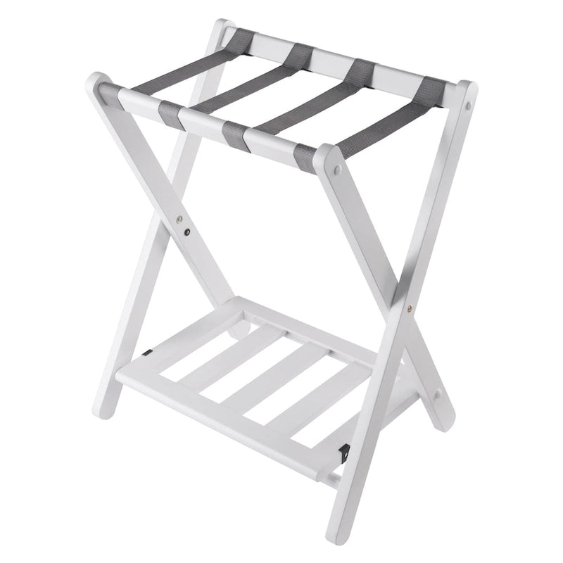 Foldable Luggage Rack with Shelf - 24.75 - White and Gray