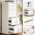 Classificatore verticale a 4 cassetti con serratura e chiave per ufficio domestico