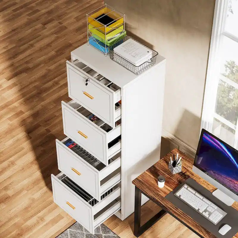 Classificatore verticale a 4 cassetti con serratura e chiave per ufficio domestico