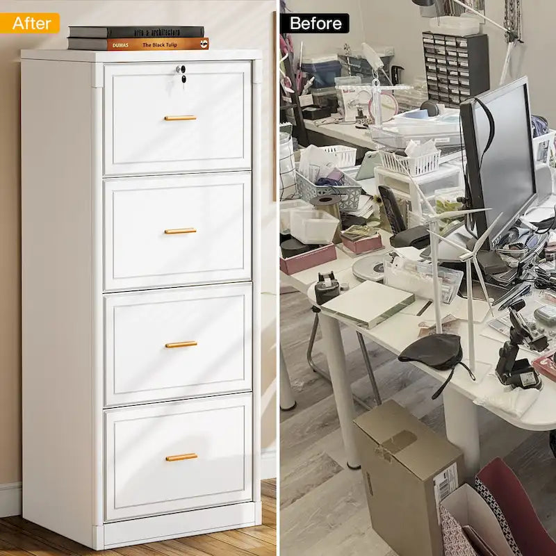 Classificatore verticale a 4 cassetti con serratura e chiave per ufficio domestico