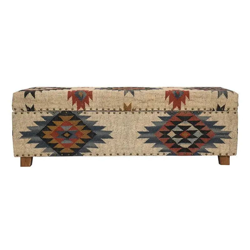 Handmade Kilim Upholstered Storage Bench