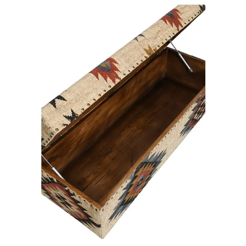 Panca Contenitore Rivestita in Kilim Fatta a Mano