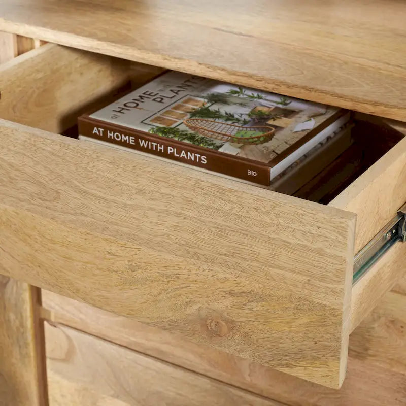 SAFAVIEH Couture Zhanat Credenza in Legno Naturale - 63 L x 18 P x 29 H - 63Lx18Px29H