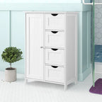 Mobiletto da bagno bianco con ripiani regolabili e cassetti