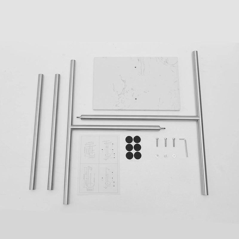 Porta-asciugamani doppio a T da appoggio con base in marmo