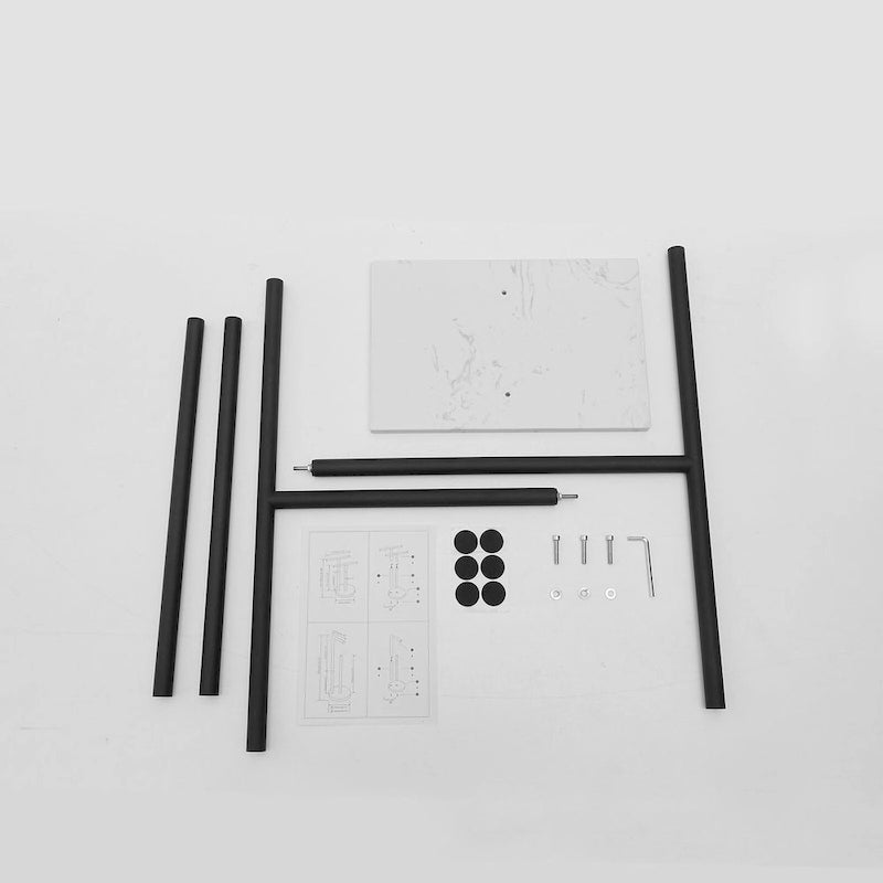 Porta-asciugamani doppio a T da appoggio con base in marmo