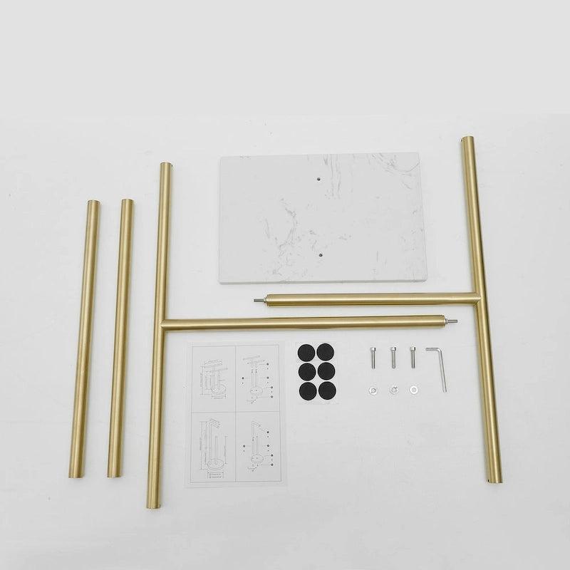 Porta-asciugamani doppio a T da appoggio con base in marmo