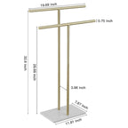 Porta-asciugamani doppio a T da appoggio con base in marmo