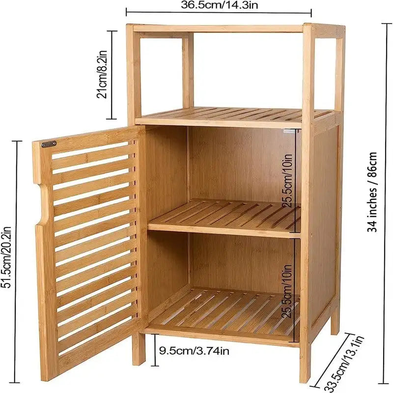 Mobiletto contenitore da bagno in bambù - 13.1P x 14.3L x 34A
