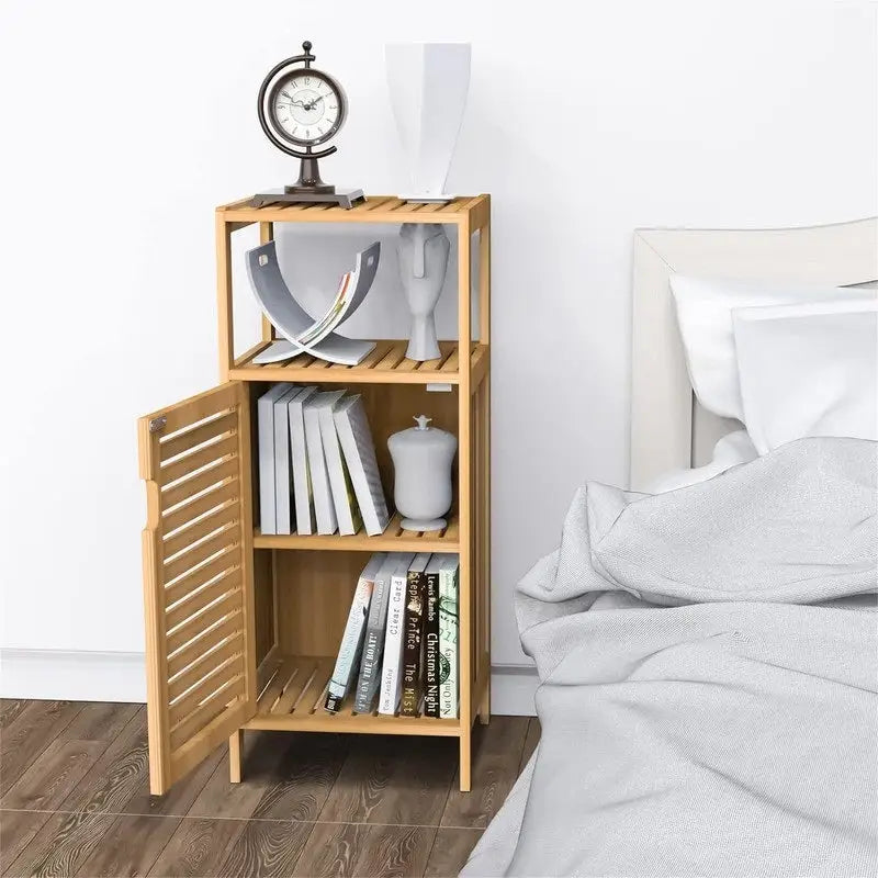 Mobiletto contenitore da bagno in bambù - 13.1P x 14.3L x 34A