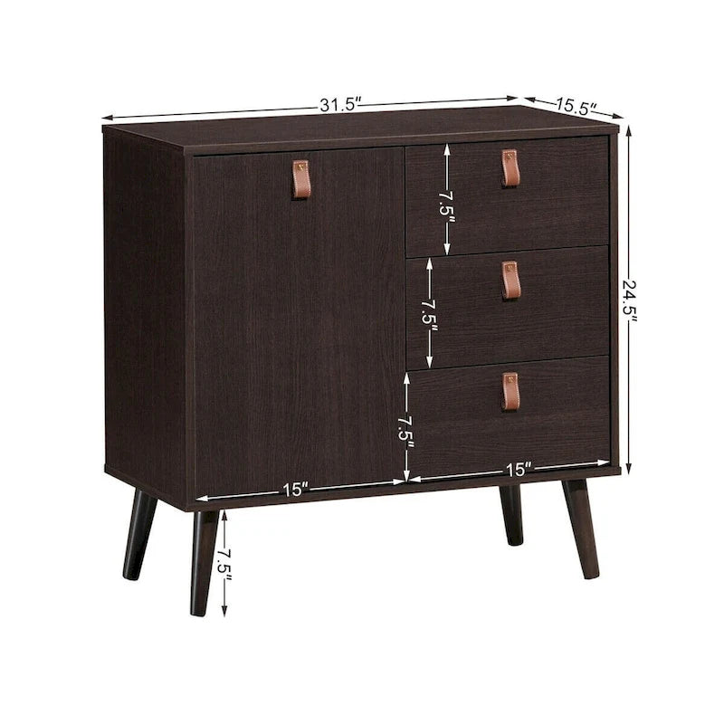 Mobile credenza a 3 cassetti - Marrone - 31,5 x 15,5 x 32 (L x P x A)