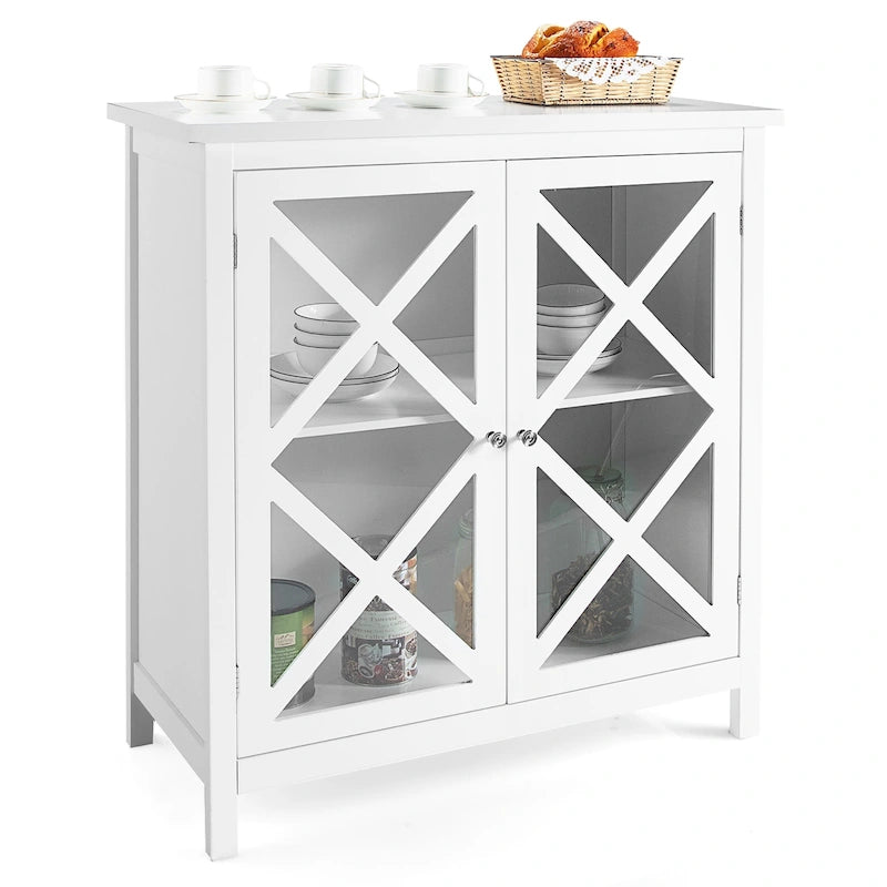 Costway Credenza da Cucina con Ante in Vetro e - Vedi Dettagli