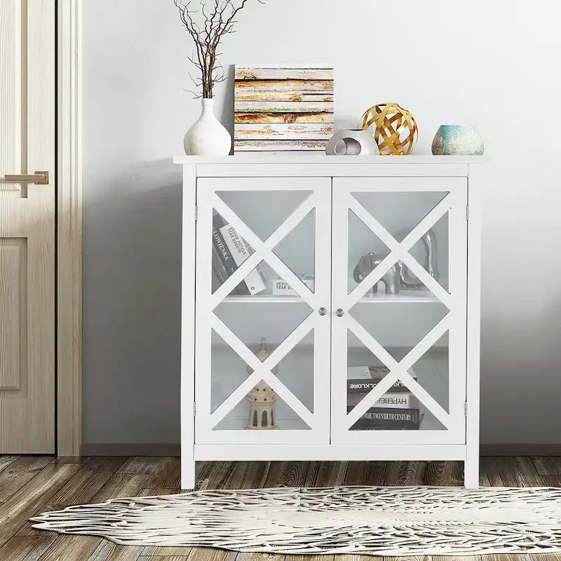 Costway Credenza da Cucina con Ante in Vetro e - Vedi Dettagli