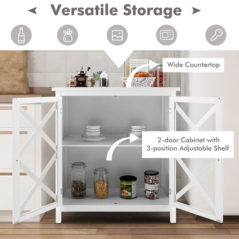 Costway Credenza da Cucina con Ante in Vetro e - Vedi Dettagli