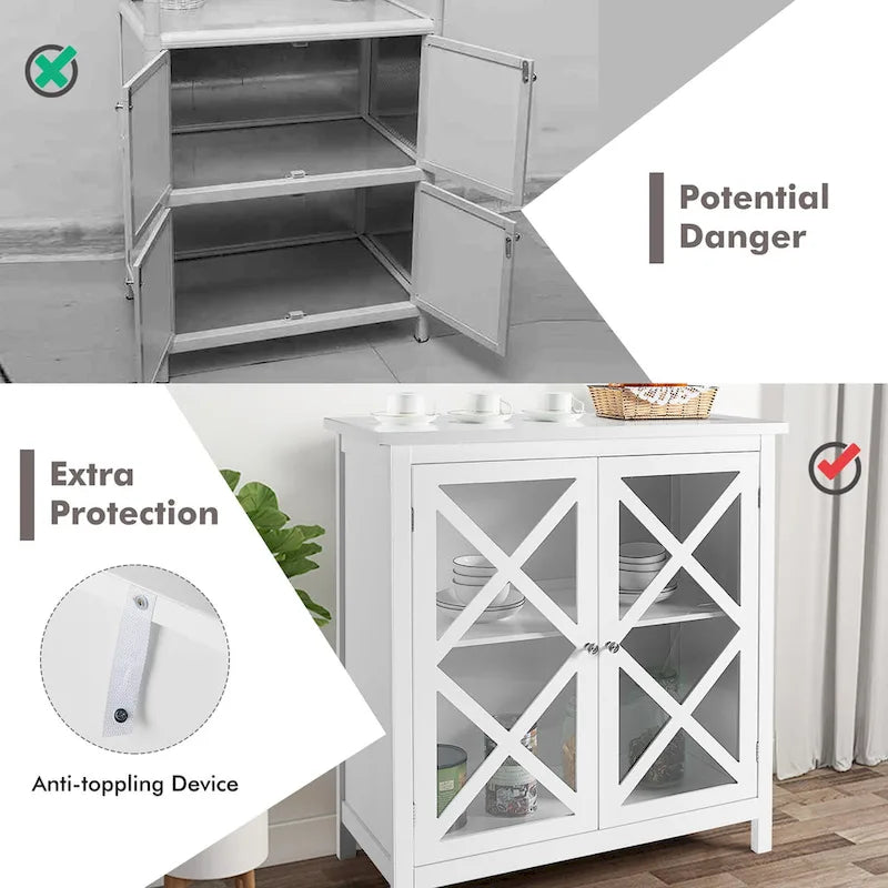 Costway Credenza da Cucina con Ante in Vetro e - Vedi Dettagli