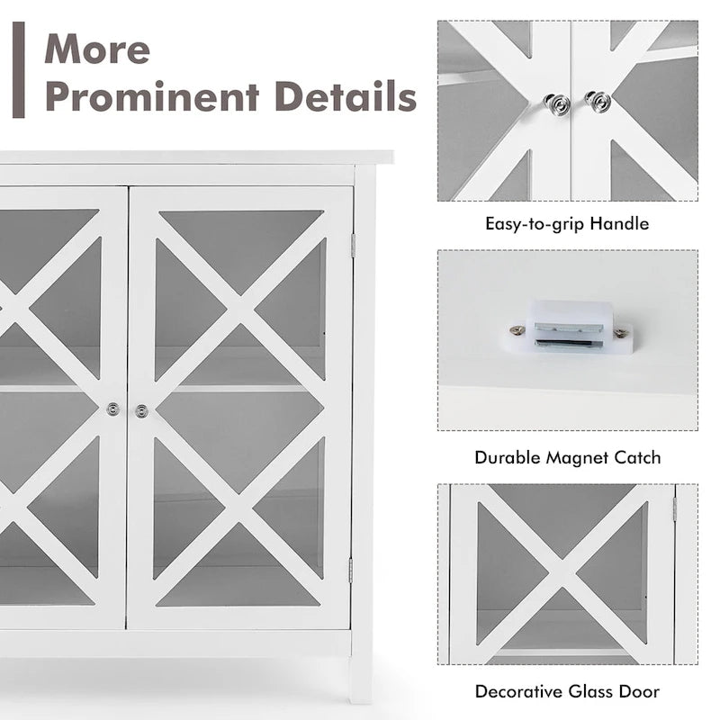 Costway Credenza da Cucina con Ante in Vetro e - Vedi Dettagli