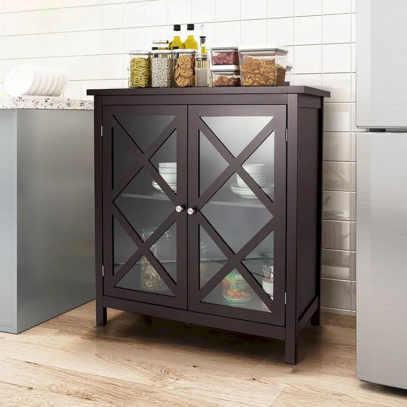 Costway Credenza da Cucina con Ante in Vetro e - Vedi Dettagli