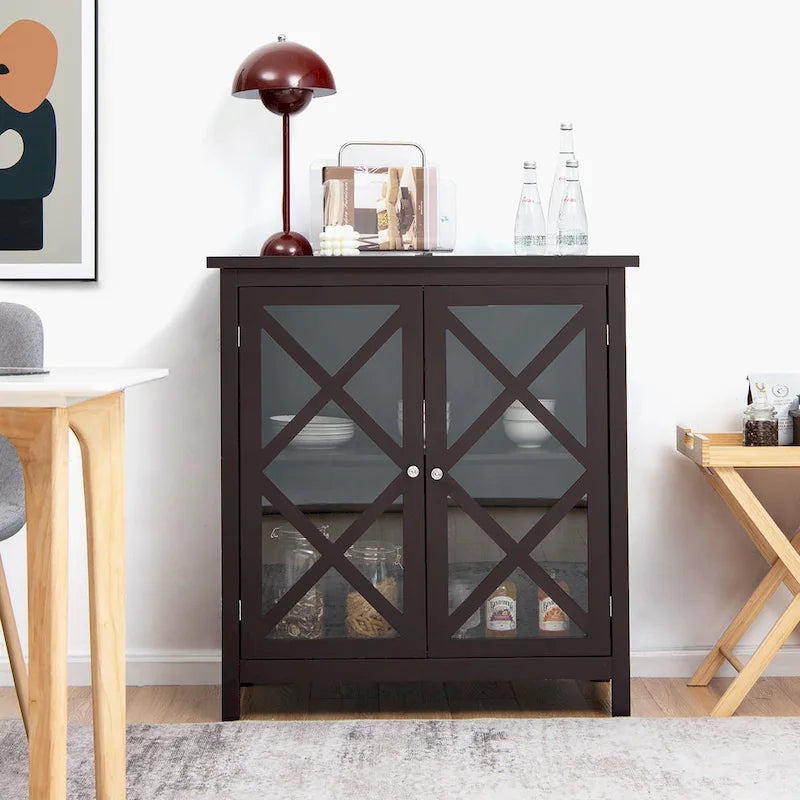 Costway Credenza da Cucina con Ante in Vetro e - Vedi Dettagli