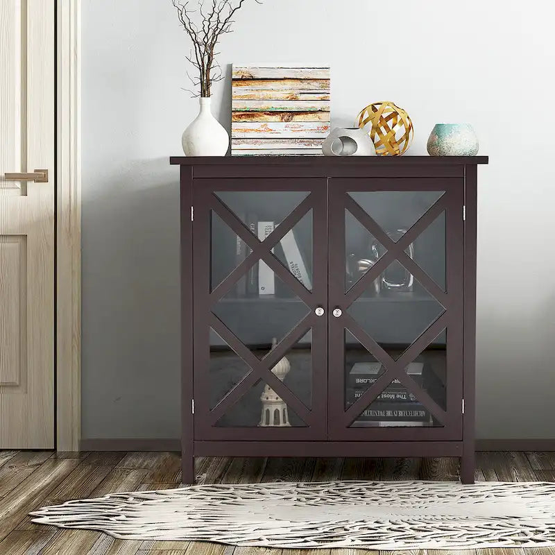 Costway Credenza da Cucina con Ante in Vetro e - Vedi Dettagli