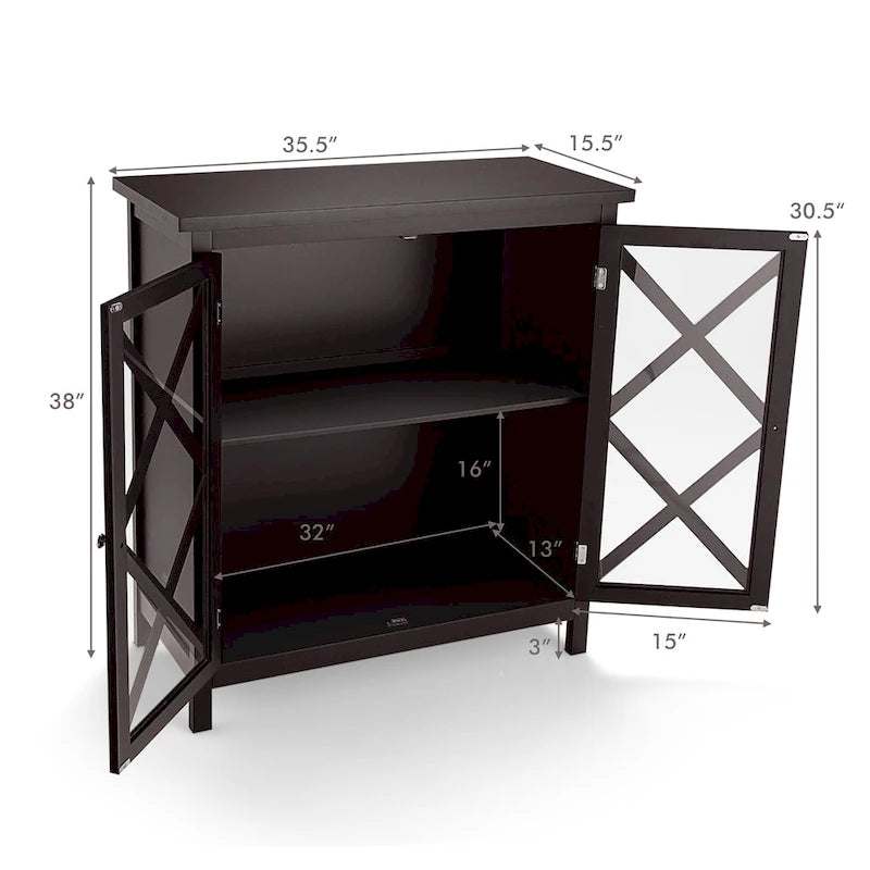 Costway Credenza da Cucina con Ante in Vetro e - Vedi Dettagli