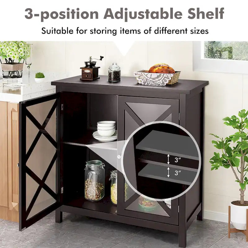 Costway Credenza da Cucina con Ante in Vetro e - Vedi Dettagli