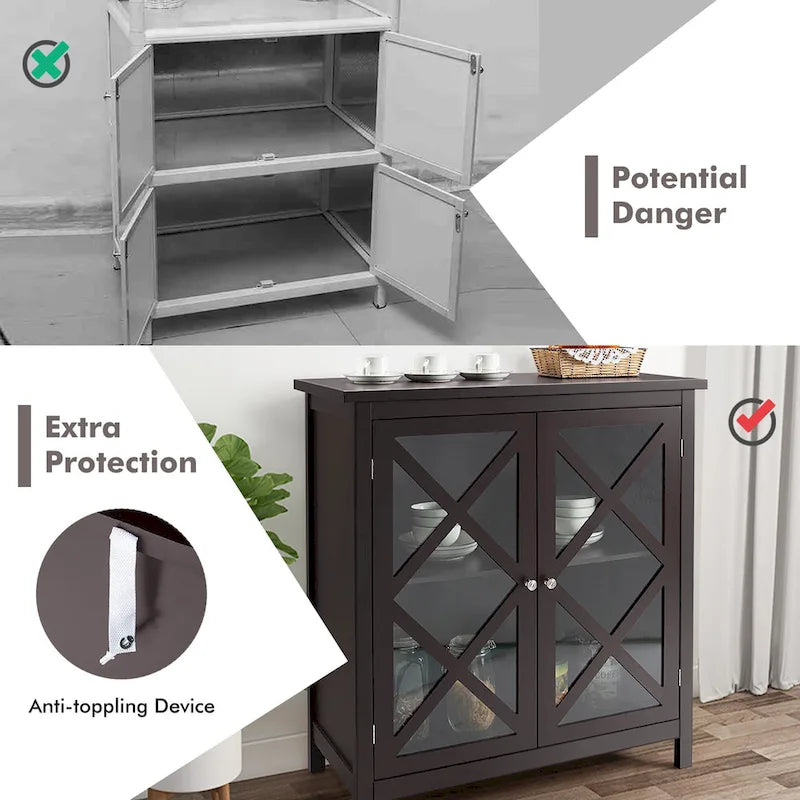Costway Credenza da Cucina con Ante in Vetro e - Vedi Dettagli
