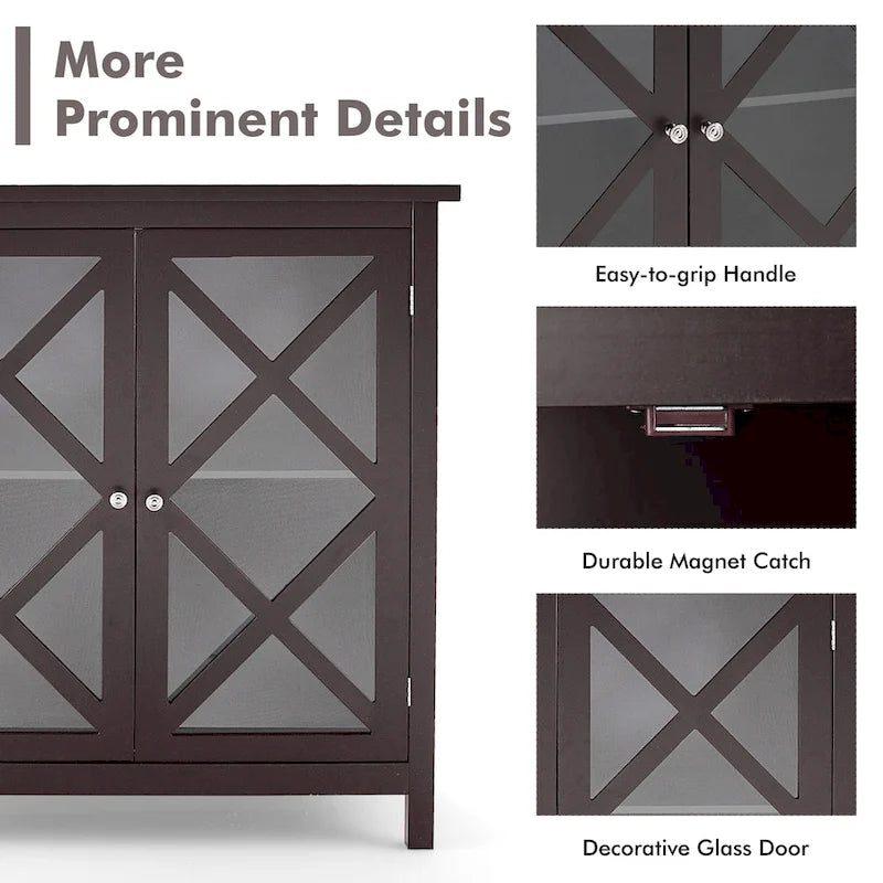 Costway Credenza da Cucina con Ante in Vetro e - Vedi Dettagli