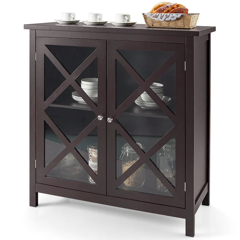 Costway Credenza da Cucina con Ante in Vetro e - Vedi Dettagli