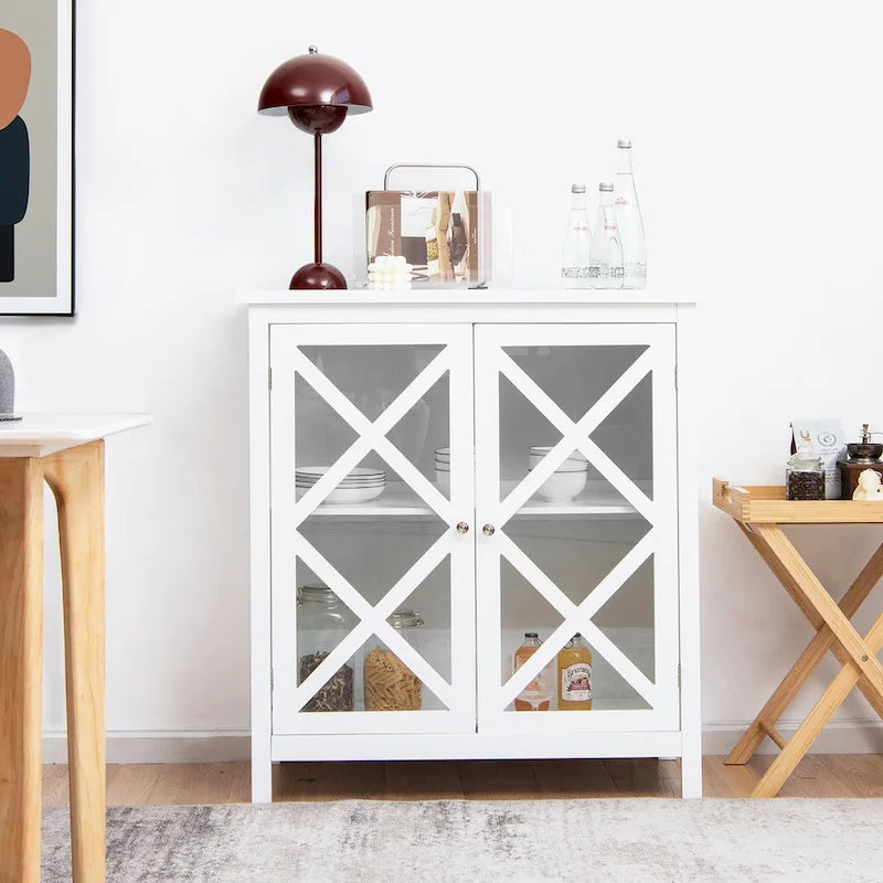 Costway Credenza da Cucina con Ante in Vetro e - Vedi Dettagli