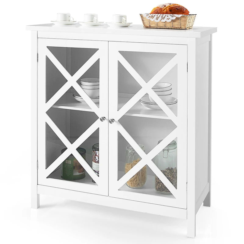 Costway Credenza da Cucina con Ante in Vetro e - Vedi Dettagli