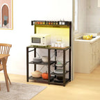Industrial Baker's Rack with Power Outlet and LED Lights, Storage