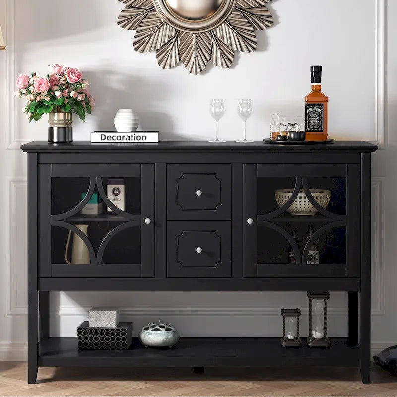 Credenza/Buffet/Consolle con Ripiani Regolabili e Cassetti