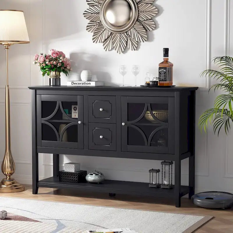 Credenza/Buffet/Consolle con Ripiani Regolabili e Cassetti