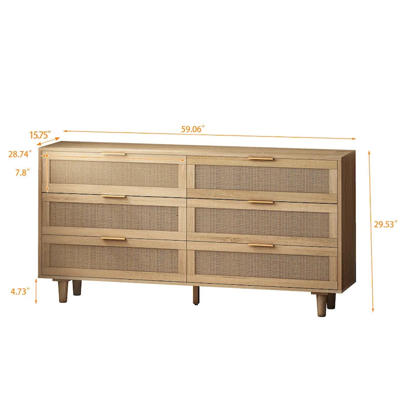 Moderno armadietto contenitore in rattan con cassetti in rattan, per camera da letto, soggiorno