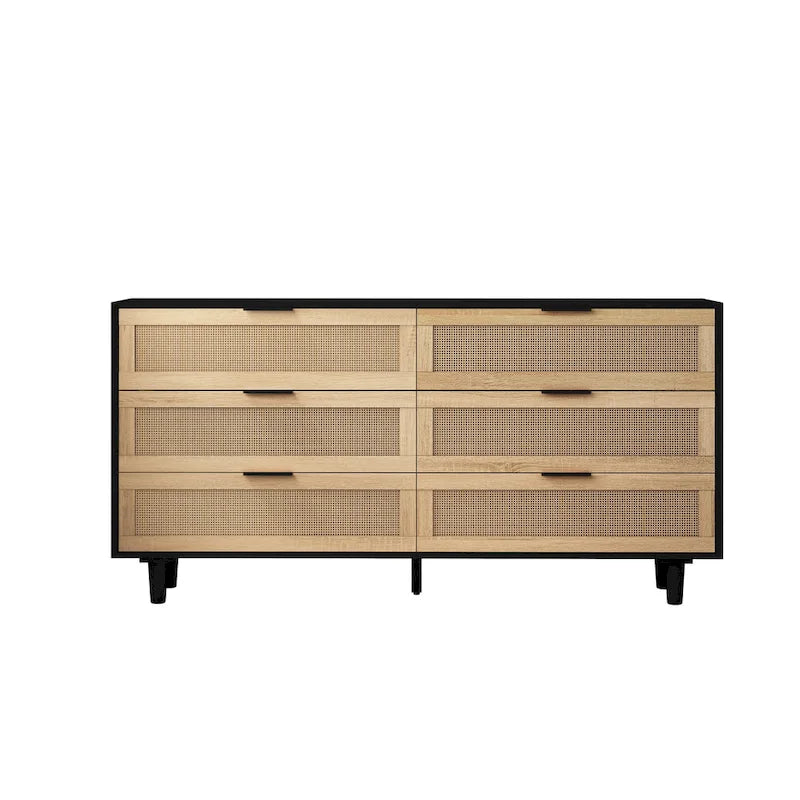 Moderno armadietto contenitore in rattan con cassetti in rattan, per camera da letto, soggiorno