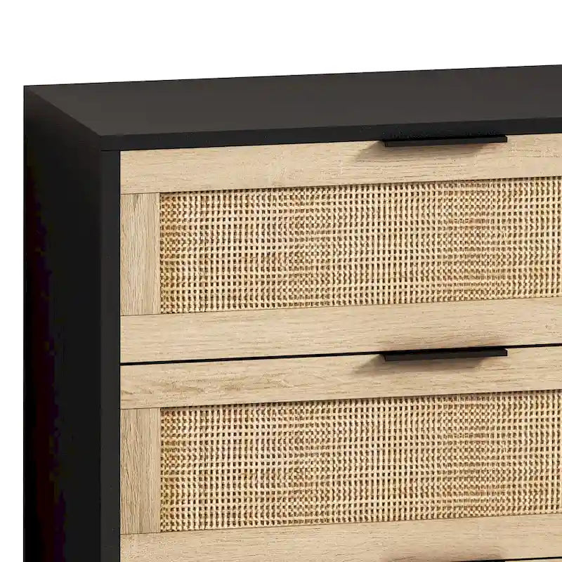 Moderno armadietto contenitore in rattan con cassetti in rattan, per camera da letto, soggiorno